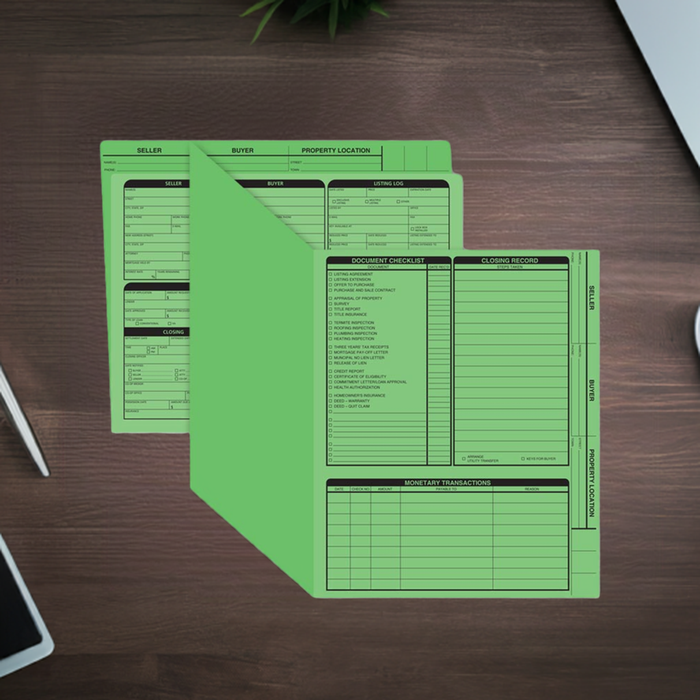 275G Real Estate Folder Right Panel List Letter Size GREEN 11 3/4 x 9 5/8" QTY 50 Folders