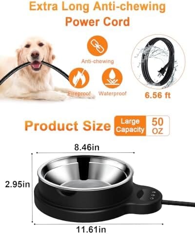 3 Temperature Settings & 12H Timer Outdoor Heated Pet Bowl Dog Bowls & Feeders Pet Clever