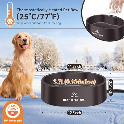 3.7L Automatic Heated Dog Bowl Outdoor with Anti Chew Cord Dog Bowls & Feeders Pet Clever