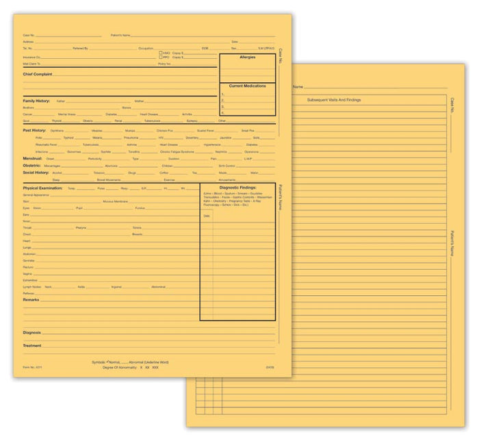 4011 General Practice Record Without Accounts 8 1/4 x 10 3/4" QTY 100