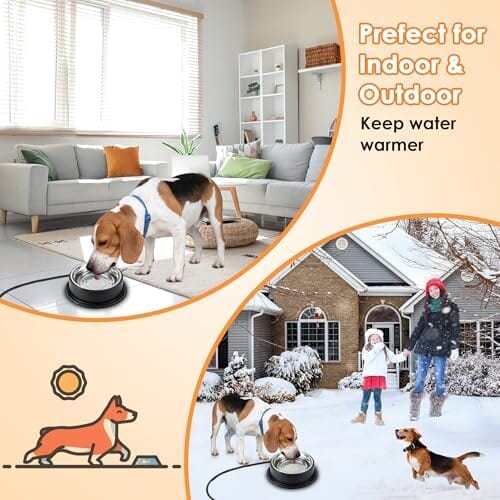 55W 80oz Removable Stainless Steel Heated Dog Pet Bowl with Anti Chew Cord Dog Bowls & Feeders Pet Clever
