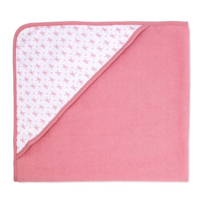 6-Piece Pink Bear Baby Bath Set – 3 Hooded Towels & 3 Washcloths, 100% Polyester