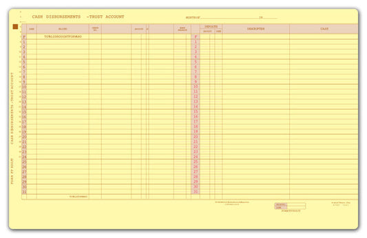800JT Legal Trust Account Journal 17 1/2 x 11" QTY 25