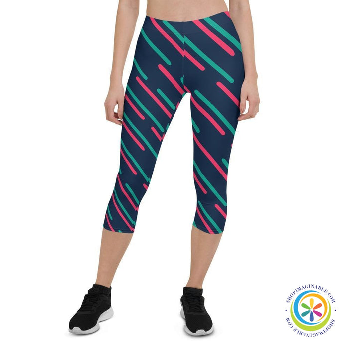 Abstract Lines Capri Cropped Leggings-ShopImaginable.com