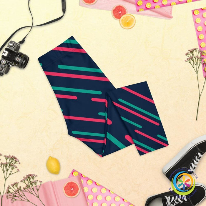 Abstract Lines Capri Cropped Leggings-ShopImaginable.com