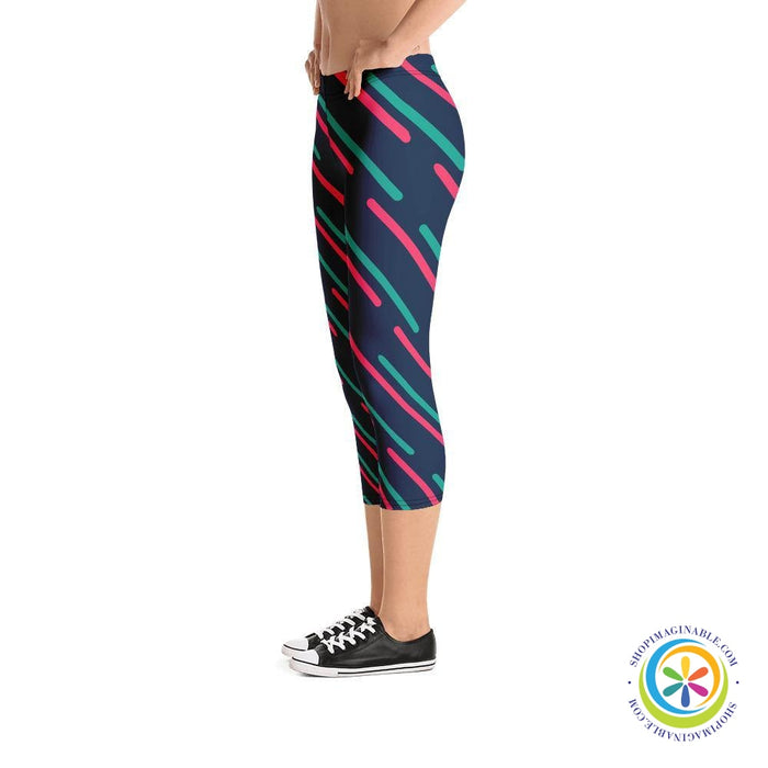Abstract Lines Capri Cropped Leggings-ShopImaginable.com