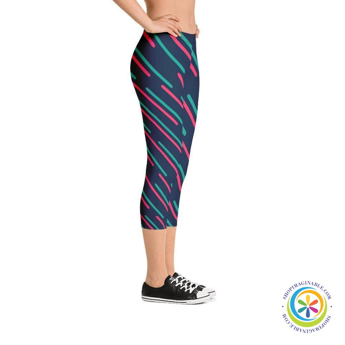 Abstract Lines Capri Cropped Leggings-ShopImaginable.com