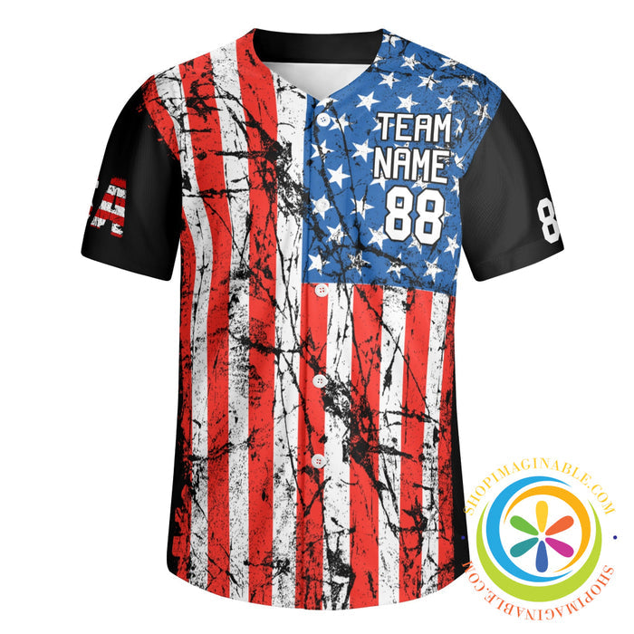 American Usa Flag Unisex Baseball Jersey