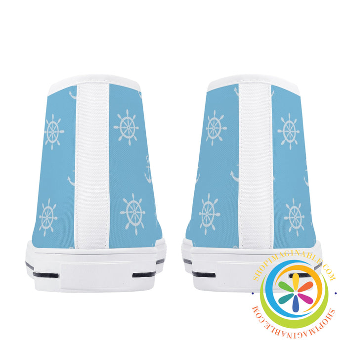 Anchors Away Ladies High Top Canvas Shoes