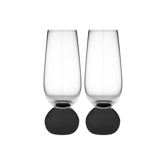 Ladelle Astrid Champagne Glass Set - Black (2pc) | Koop.co.nz