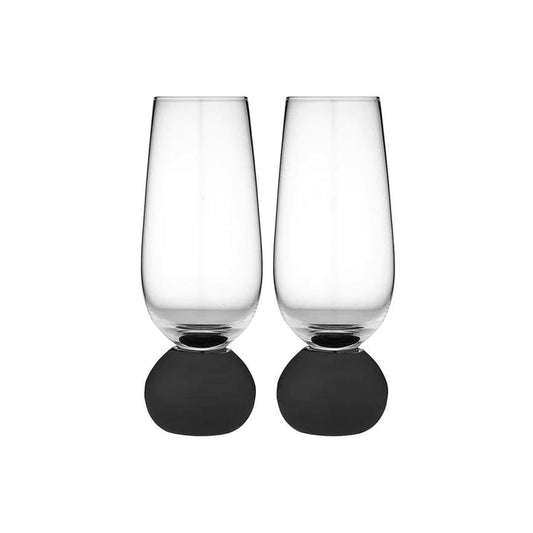 Ladelle Astrid Champagne Glass Set - Black (2pc) | Koop.co.nz