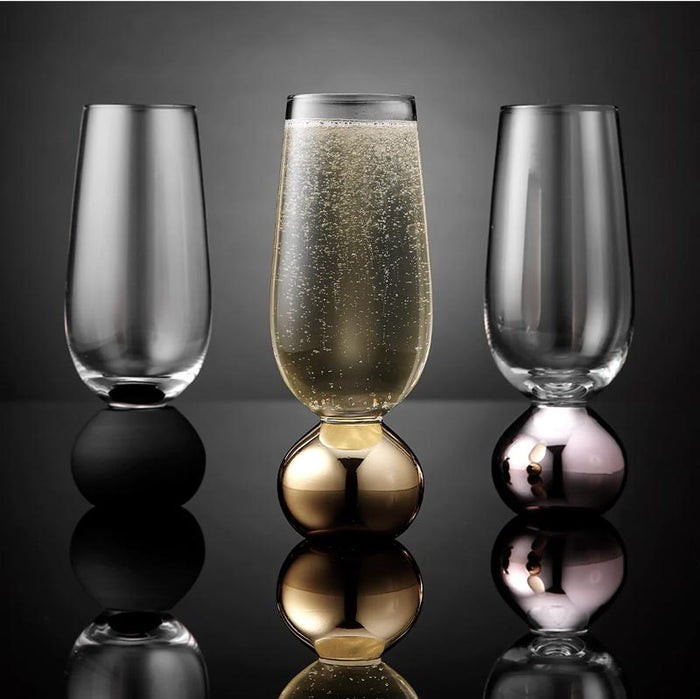 Ladelle Astrid Champagne Glass Set - Black (2pc) | Koop.co.nz