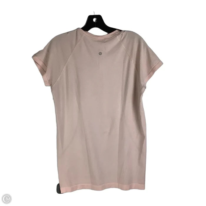 Athletic Top Short Sleeve By Lululemon In Pink, Size: 12