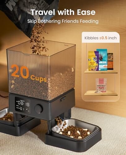 Automatic Cat Feeder for 2 Cats, 20 Cups/5L Automatic Cat Food Dispenser Dog Bowls & Feeders Pet Clever