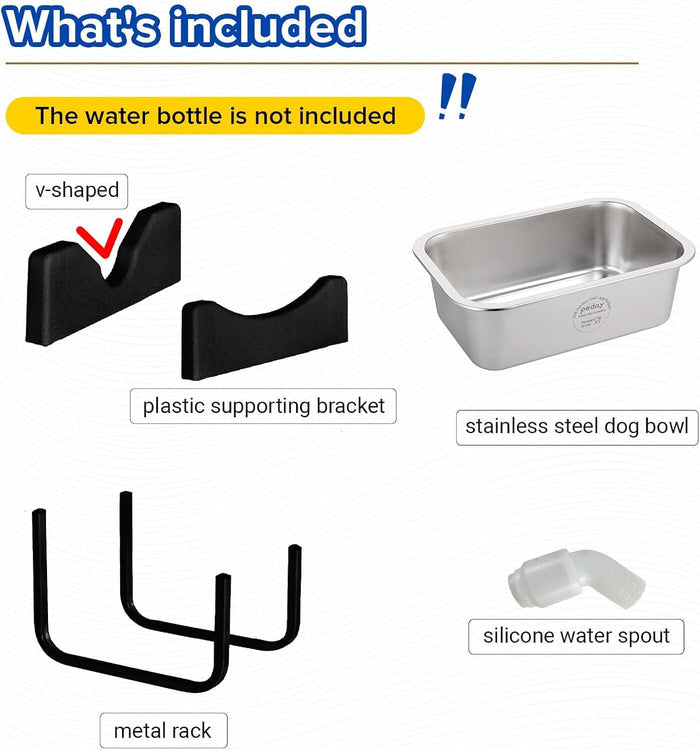 Automatic Dog Waterer for Large & X-Large Dogs, Human Grade 18/8 Stainless Steel, Water Bottle Not Included Dog Bowls & Feeders Pet Clever