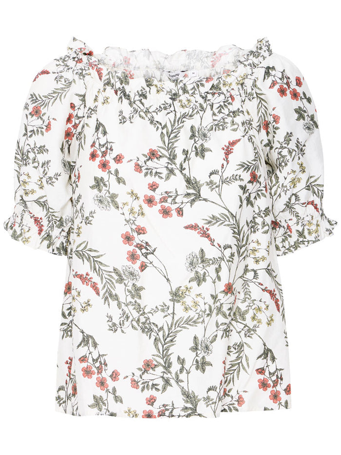 B Young ByImilda Off Shoulder Blouse Birch Flower Mix