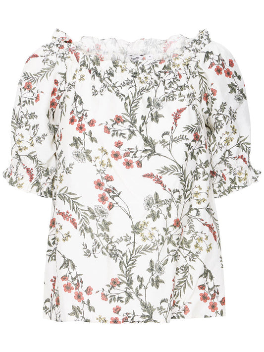 B Young ByImilda Off Shoulder Blouse Birch Flower Mix