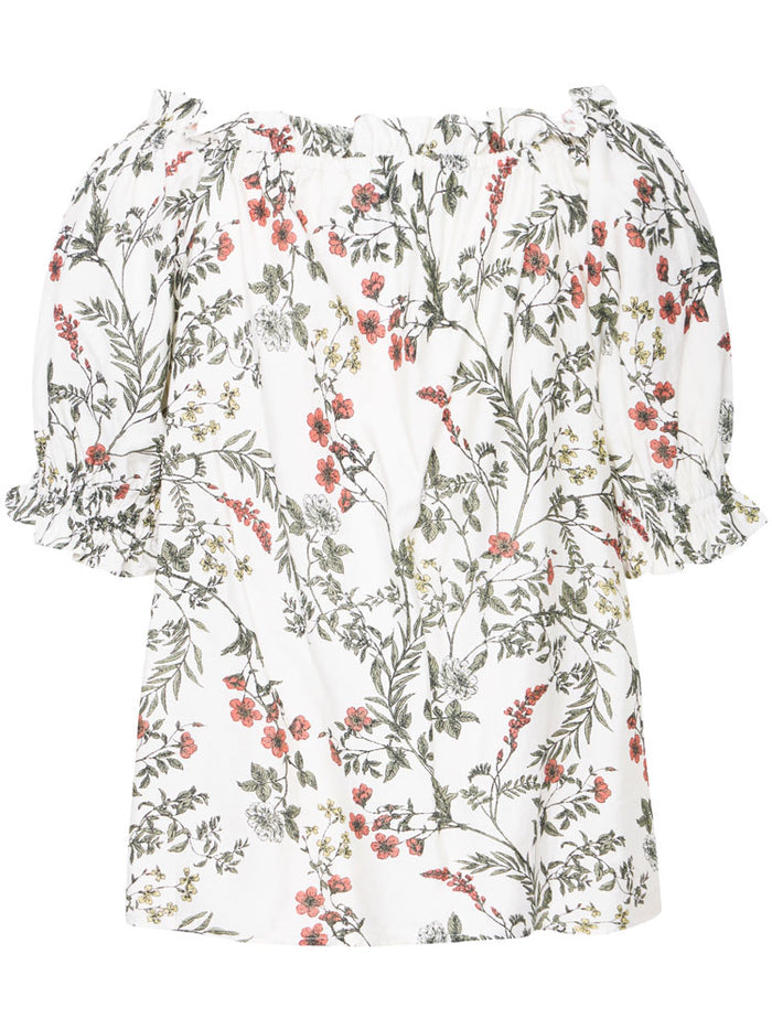 B Young ByImilda Off Shoulder Blouse Birch Flower Mix