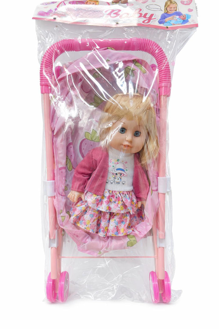 Baby Doll & Stroller Play Set – Pink (Ages 3+)