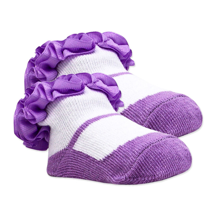 Baby Grosgrain Ruffle Crew Socks 3 Pairs – Purple (0–6M)