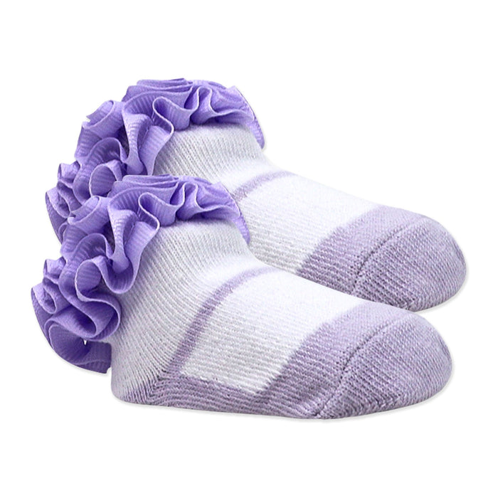 Baby Grosgrain Ruffle Crew Socks 3 Pairs – Purple (0–6M)