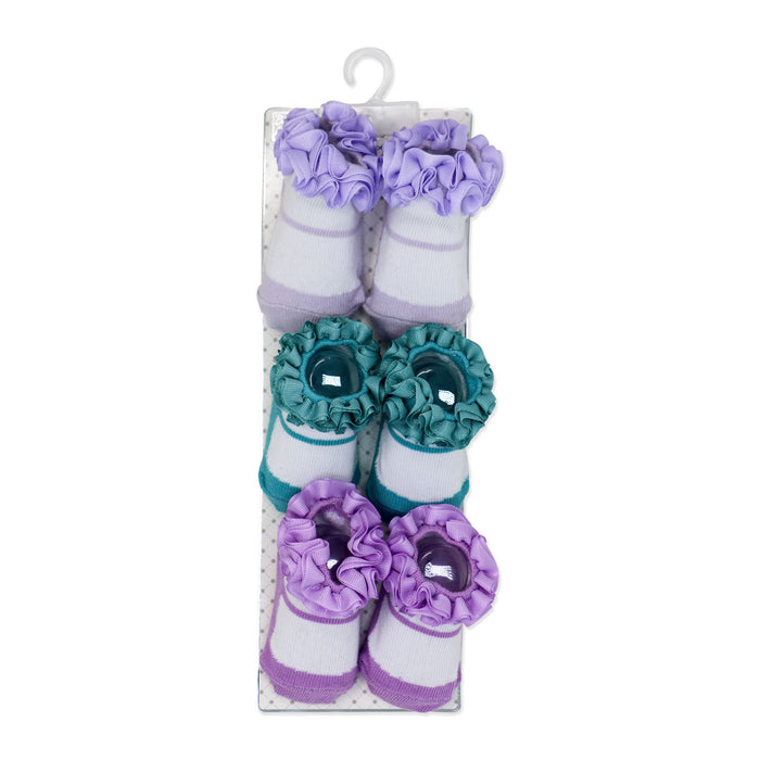 Baby Grosgrain Ruffle Crew Socks 3 Pairs – Purple (0–6M)