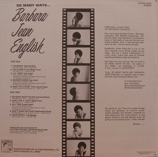 Barbara Jean English - So Many Ways... (LP) [US] 1st (Mint (M))