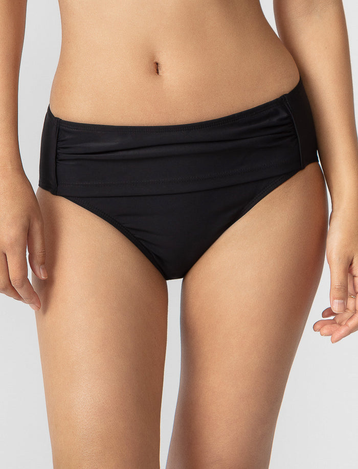 Bas de bikini à taille haute froncé