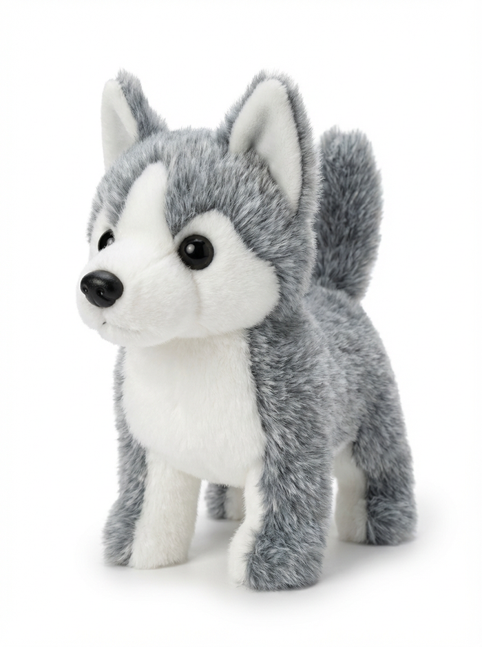 Battery Operated Walking Husky Plush Toy – Pink & White Dog, Ages 2+