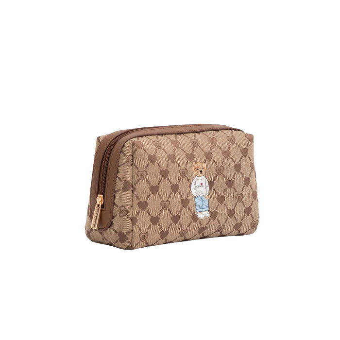 BEAUTY-BLV-BEIGE | Toiletry Bag in Beige Monogram with Teddy Bear