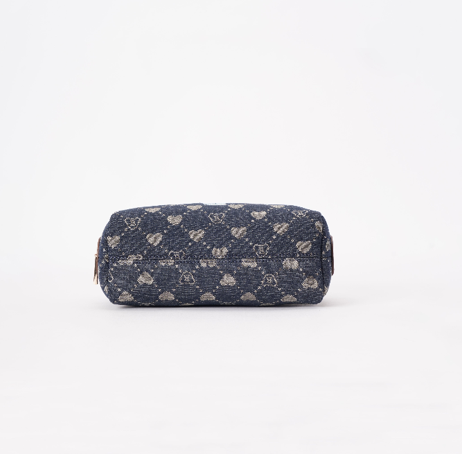 BEAUTY-BLV-DENIM | Toiletry Bag in Denim Monogram with Teddy Bear