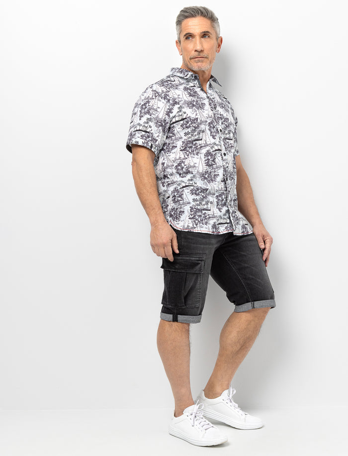 Bermuda en denim à poches cargo