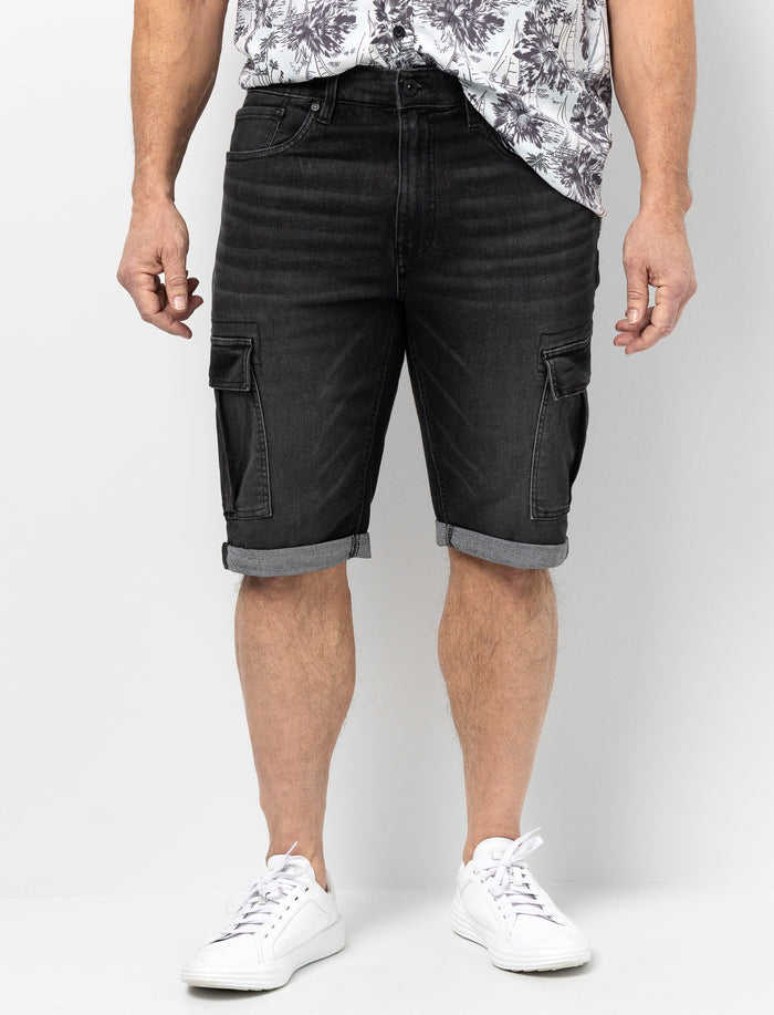 Bermuda en denim à poches cargo