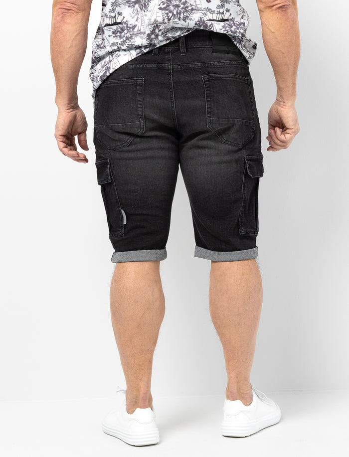 Bermuda en denim à poches cargo