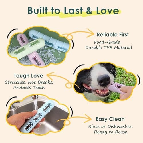 Bite and Brush Chew Toys for Dogs - Dental Chew Toy with Bristles for Teeth Cleaning Toothbrush Pet Clever