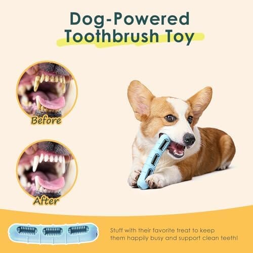 Bite and Brush Chew Toys for Dogs - Dental Chew Toy with Bristles for Teeth Cleaning Toothbrush Pet Clever