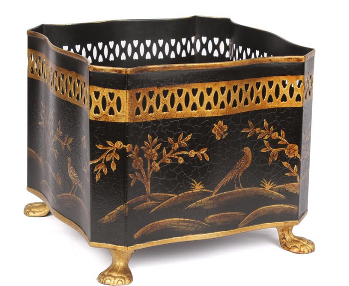 Black and Gold Square Footed Planter by The Enchanted Home
