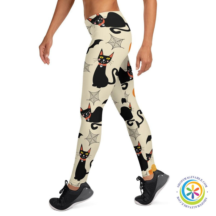 Black Cats Pumpkins & Bats Full Length Leggings-ShopImaginable.com