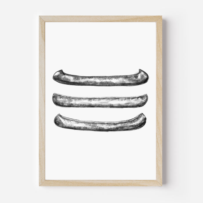 Black + White Canoe Illustration  - Art Print or Canvas - Jetty Home