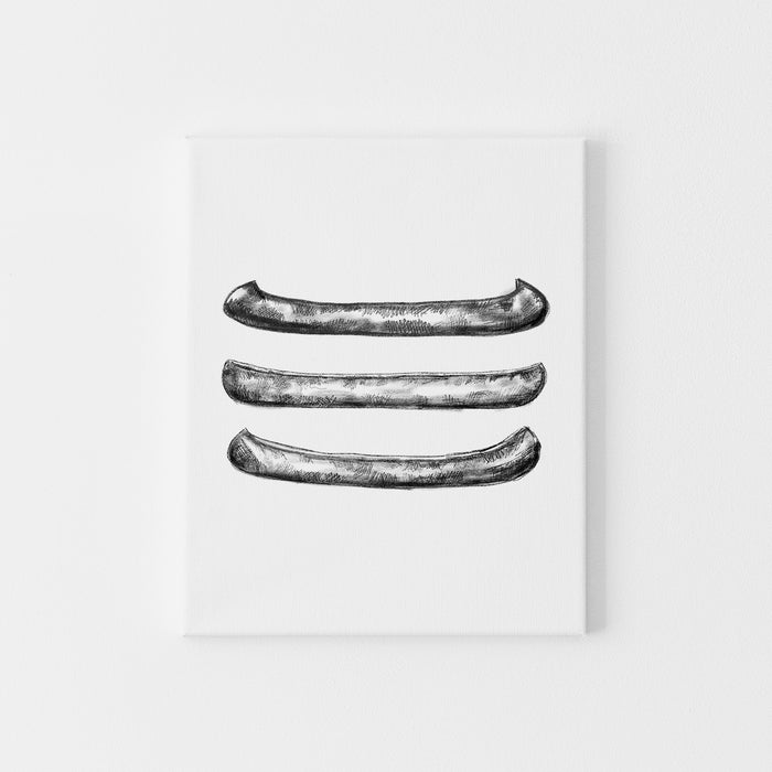 Black + White Canoe Illustration Art Print or Canvas - Jetty Home
