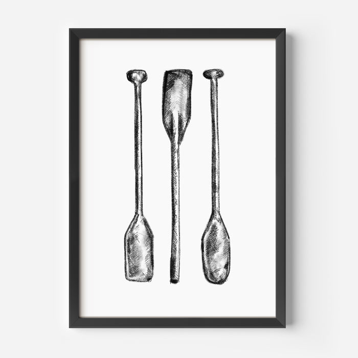 Black + White Oar Paddle Illustration - Jetty Home
