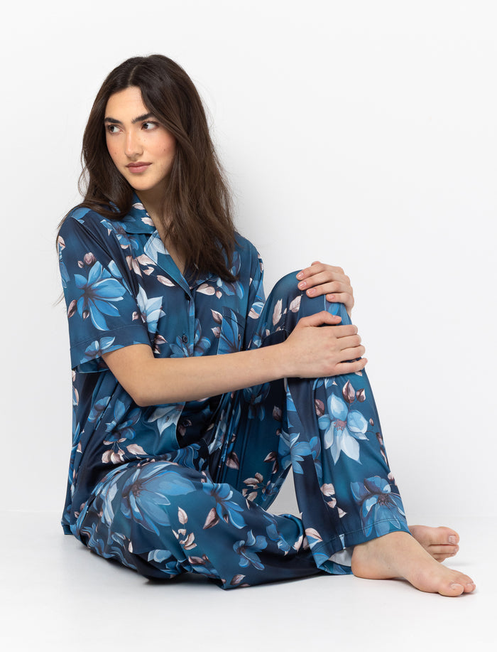Blouse de nuit fleurie pour femme