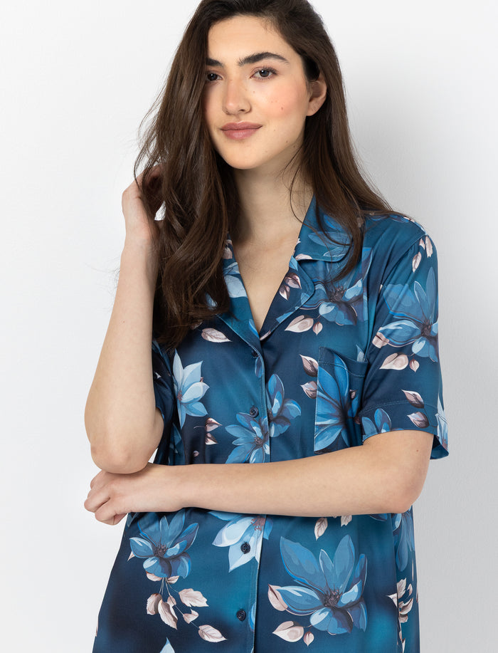 Blouse de nuit fleurie pour femme