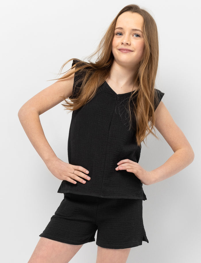 Blouse en gaze de coton à volants