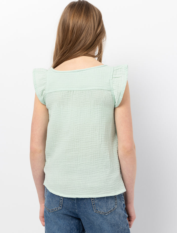 Blouse en gaze de coton à volants