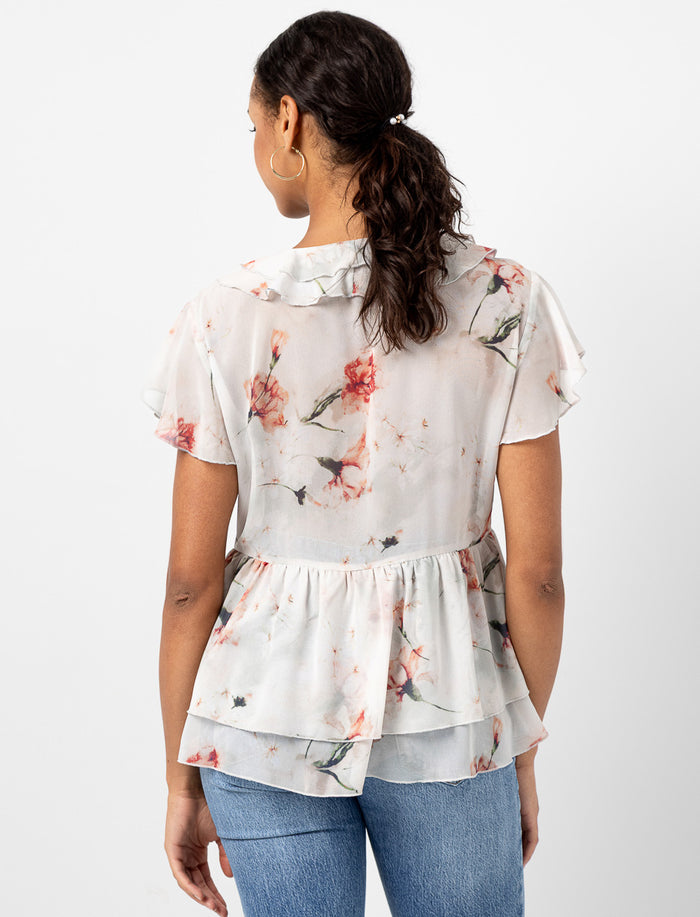 Blouse fleurie col en V