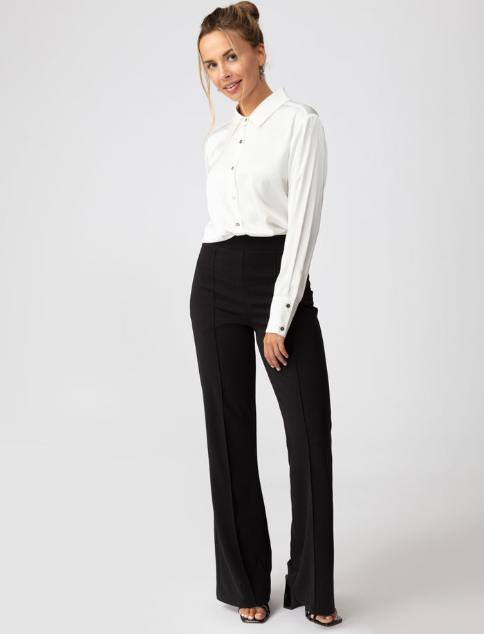 Blouse longue satinée