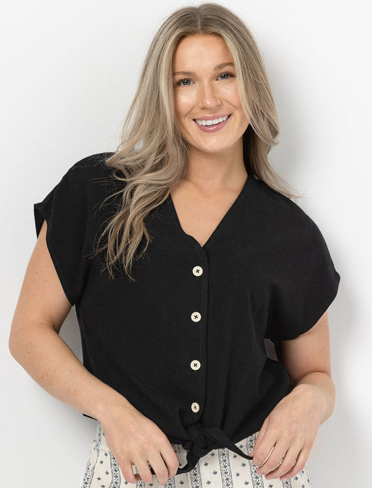 Blouse unie en lin