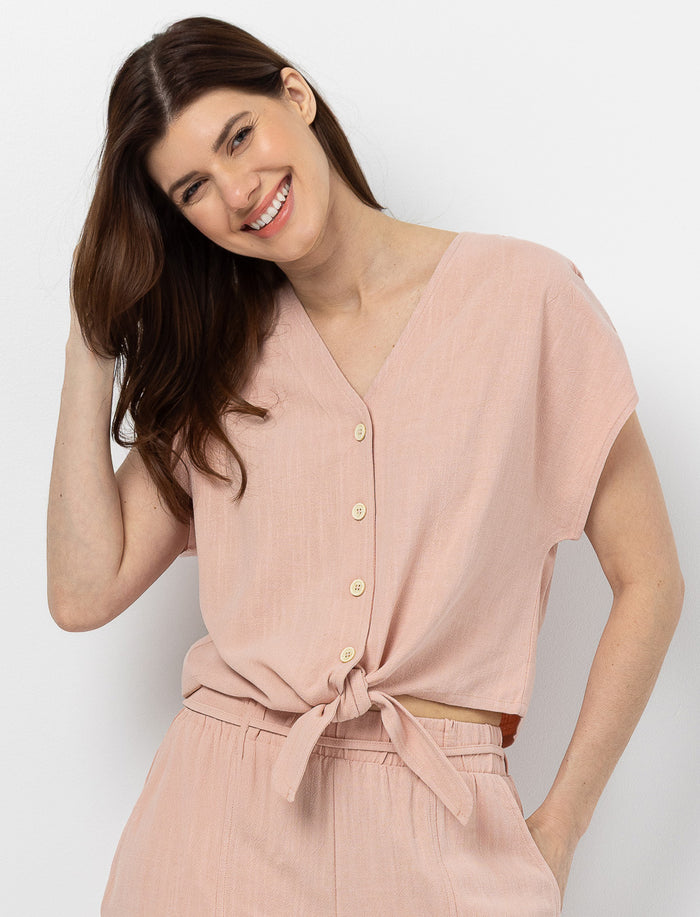Blouse unie en lin
