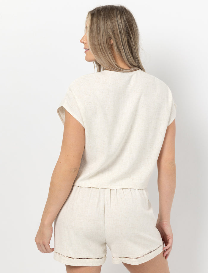 Blouse unie en lin